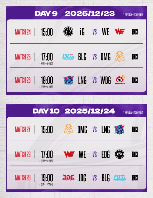 德杯第二赛段分组及赛程出炉:圣诞焦点战“老公”打“相公”!BLG vs WBG